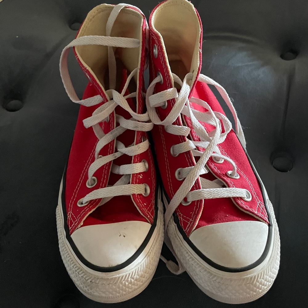 Converse high tops, red, size 6.5.  Barely worn.